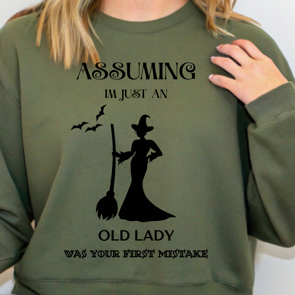 Funny Witch-Themed Graphic "Your First Mistake" Sweatshirt