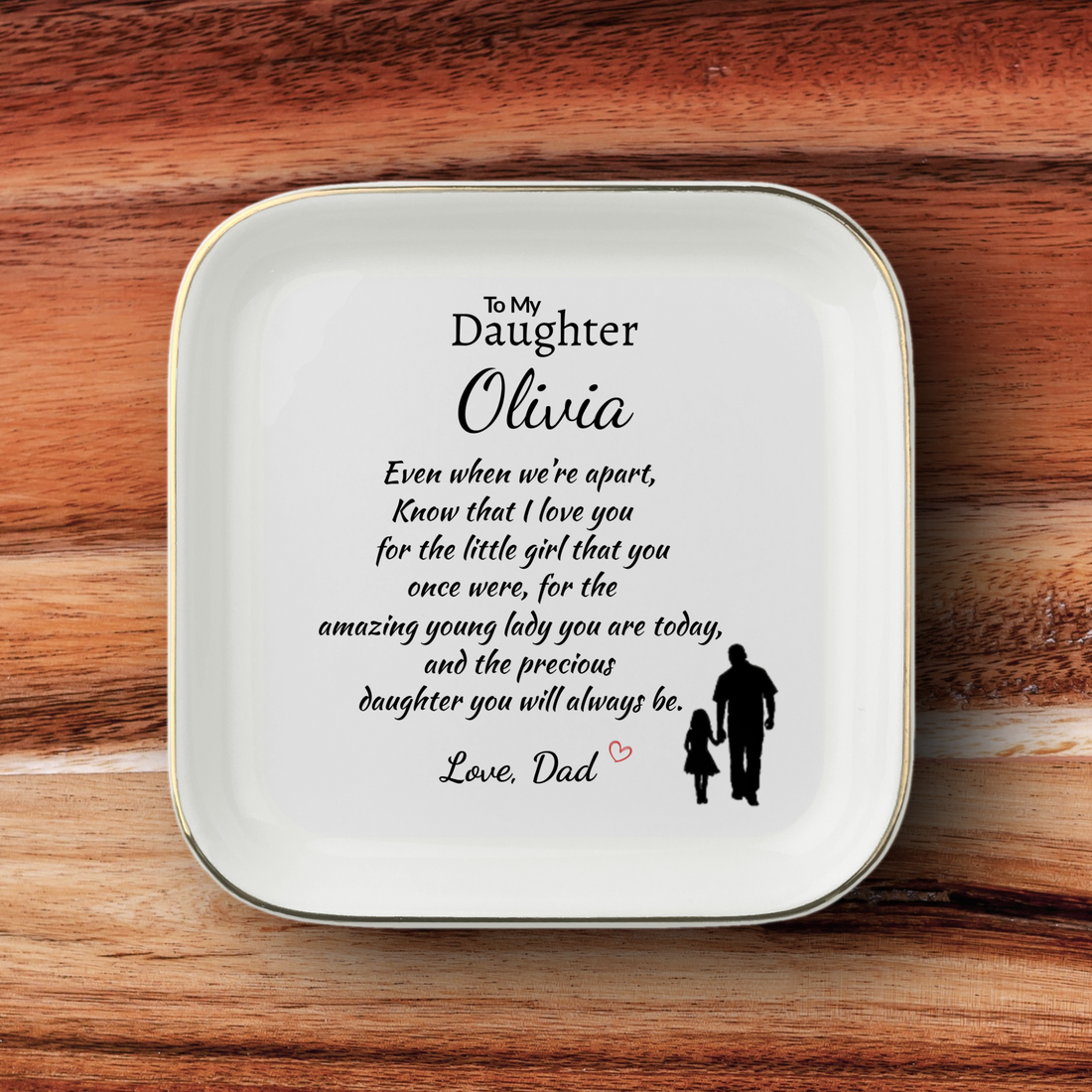 Personalized Daughter Jewelry Dish from Dad – Custom Name Ring Dish