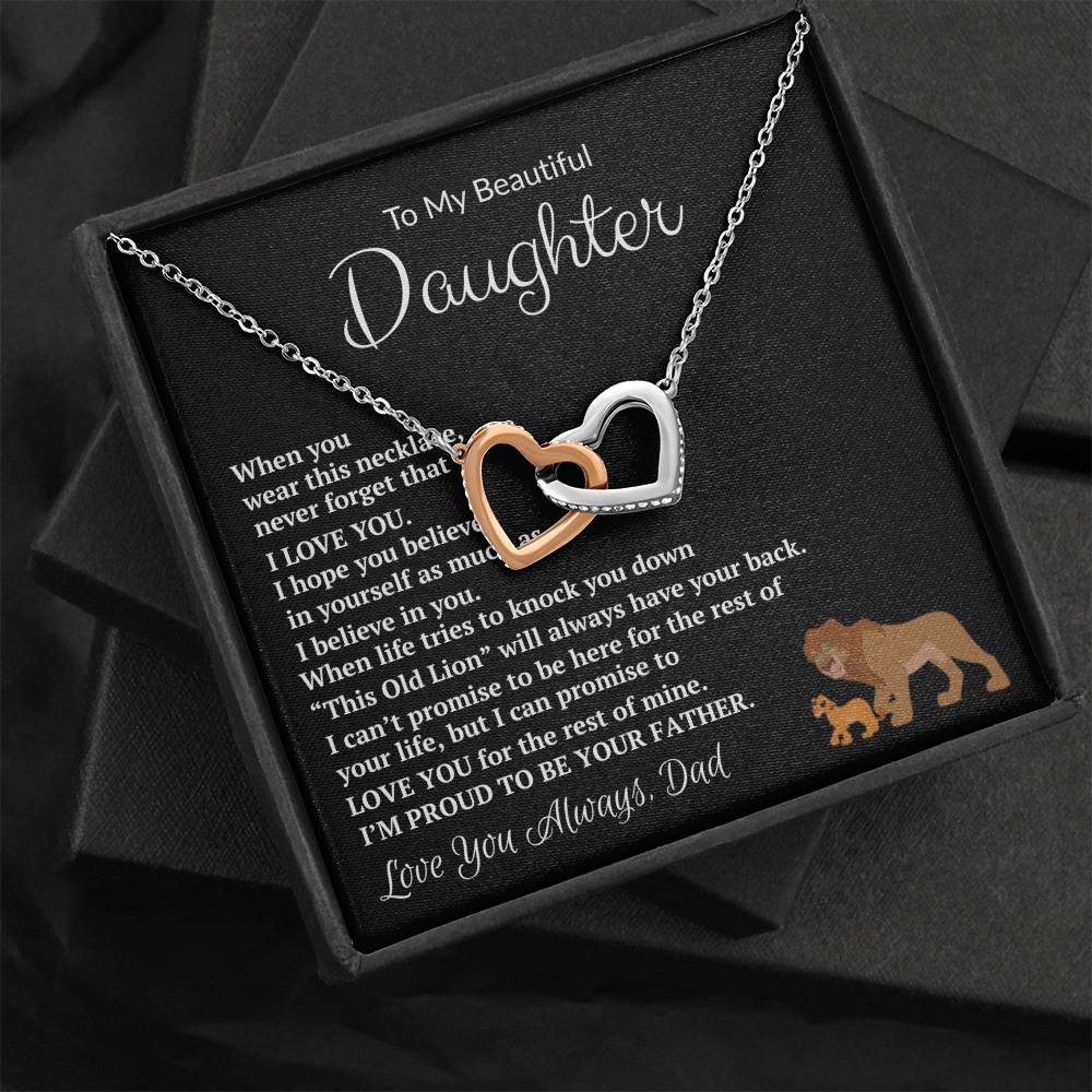 Interlocking Hearts Necklace Gift for Daughter, Heart Pendant Necklace