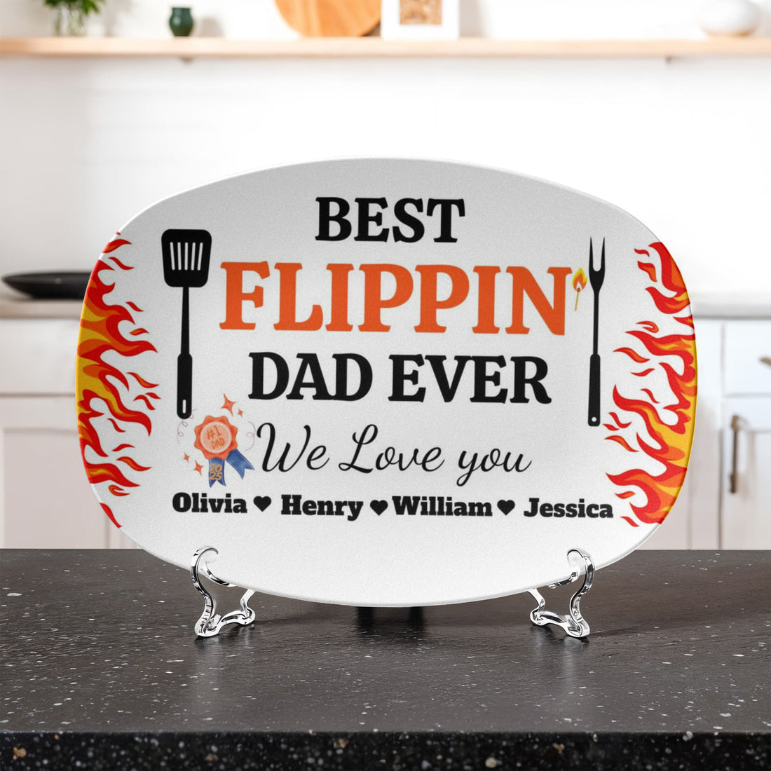 BBQ Grilling Personalized Plate, Daddy's Grilling Plate for Father's Day, Custom Gift for Him 10”x14” Platter