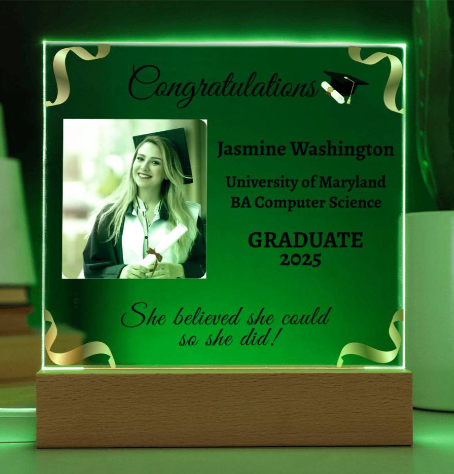 Personalized Graduation Photo Acrylic Square Nite Light! Class of 2025!