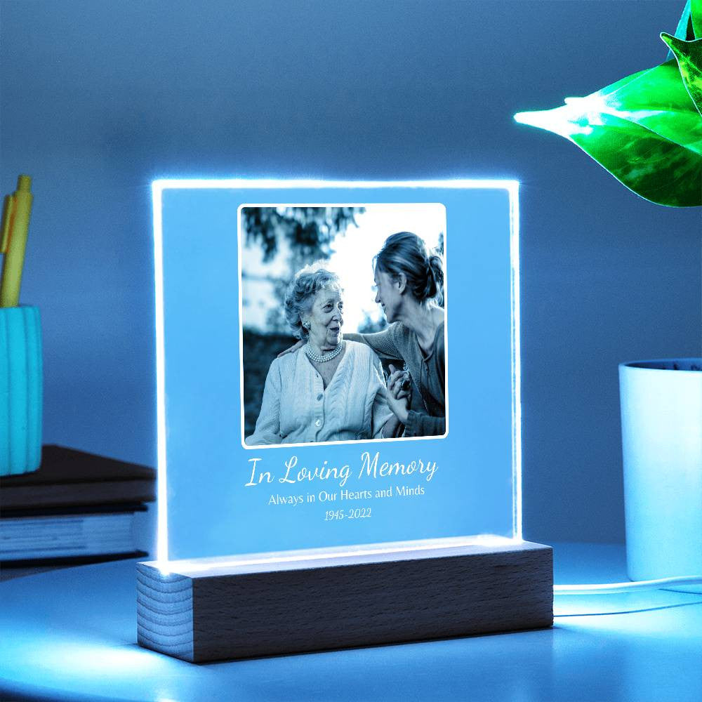 Personalized Memorial "In Loving Memory" Photo Acrylic Square Nite Light!