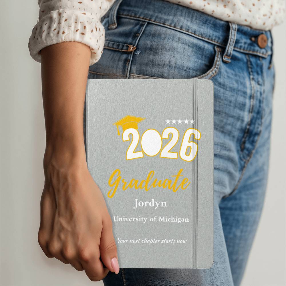 Personalized Graduation Journal – Custom Class of 2026 Notebook – Graduate Gift with Name & School – Senior Keepsake Ambassador Bound Journal
