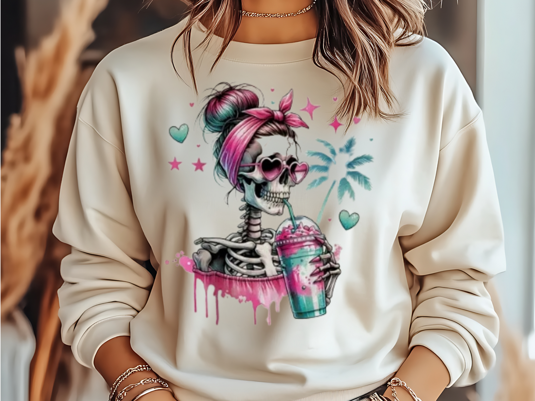 Funky Skeleton Skull Print Sweatshirt - Soft & Stylish