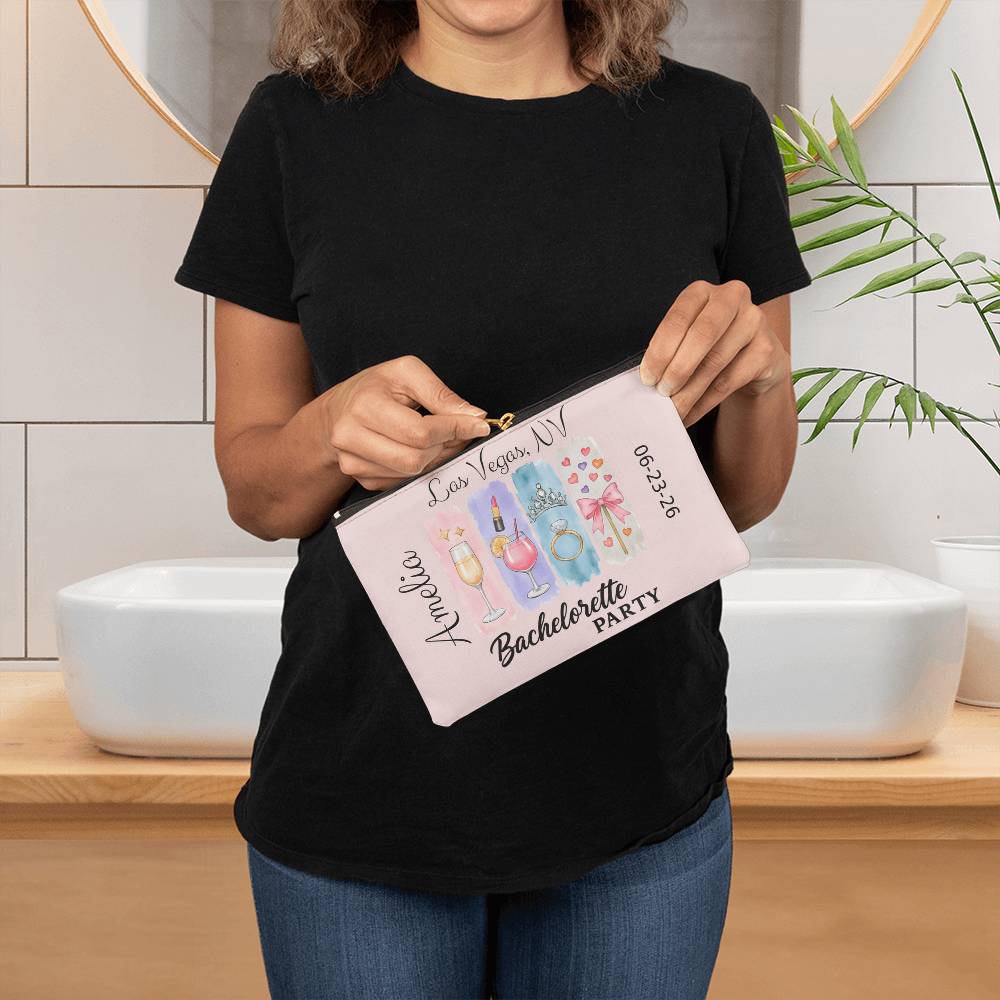 Personalized Bachelorette Party Makeup Bag, Bridal Shower Favor, Bridesmaid Gift Idea