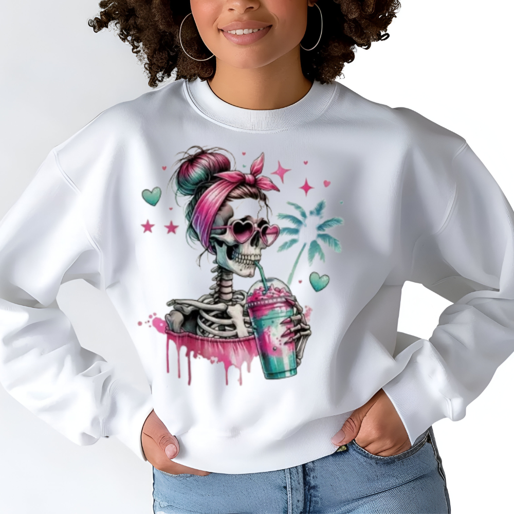 Funky Skeleton Skull Print Sweatshirt - Soft & Stylish