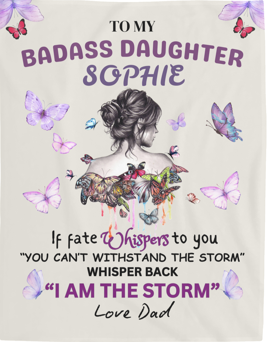 Personalized To My Daughter " I AM THE STORM" Plush Fleece/Sherpa Blanket