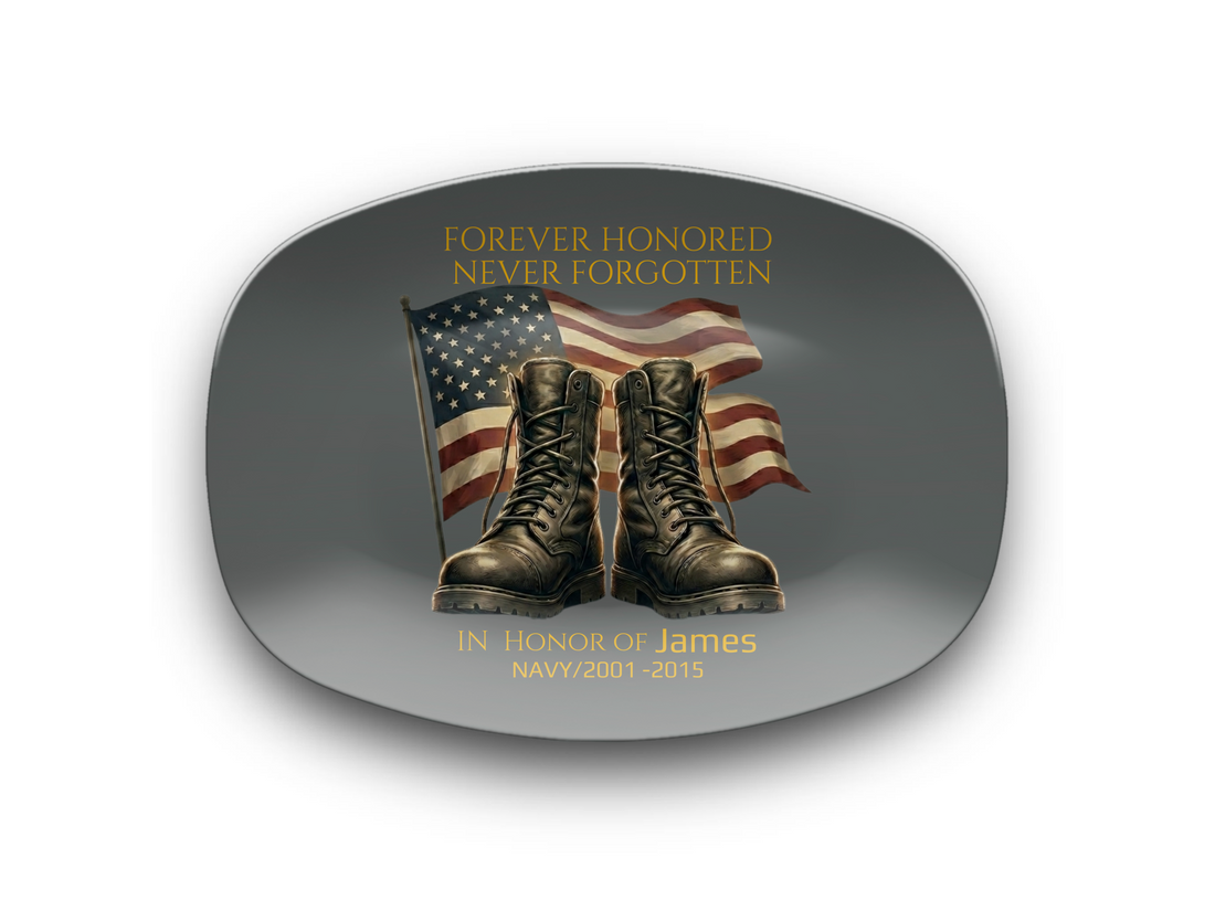 Personalized Veteran Platter – Custom Military Tribute Gift for Father’s Day – Honoring All Who Served – Gift for Dad, Veteran, Husband