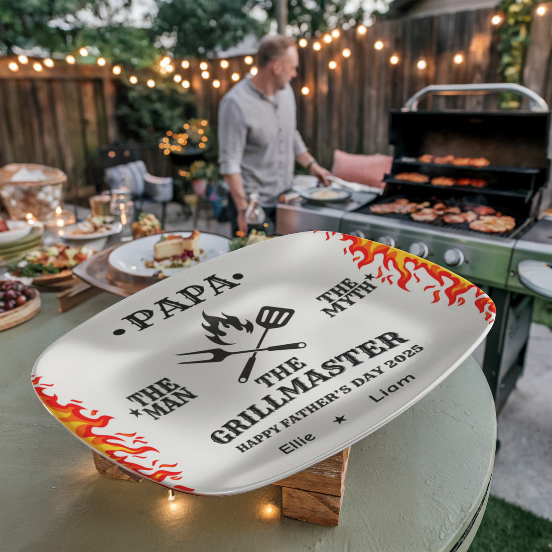 BBQ Grilling Personalized Plate, Daddy's Grilling Plate for Father's Day, Custom Gift for Him