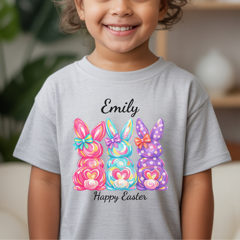 Personalized Easter Toddler Shirt, Custom Name Bunny Tee, Soft Cotton Kids T-Shirt, Easter Gift for Toddlers, Spring Fun Clothing