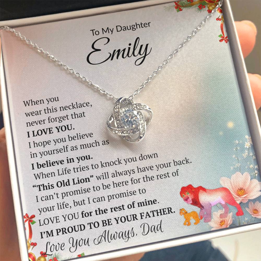 To My Daughter Love Knot Necklace, Love Dad! Beautiful Gift for Daughter!