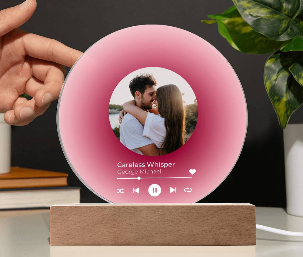 Personalized Acrylic Vinyl Record with Photo and Song Plaque