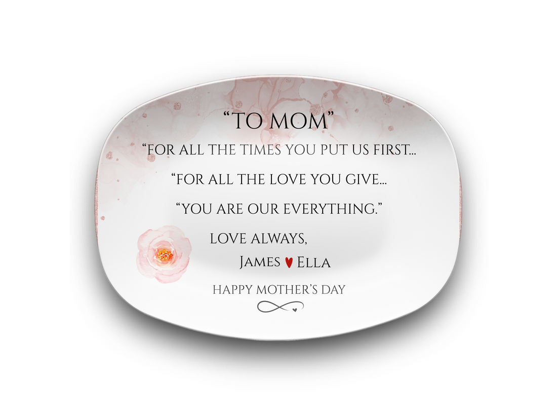Personalized Mother’s Day Platter – Custom Mom Gift with Kids Names – “To Mom” Sentimental Keepsake Plate – Gift from Daughter or Son