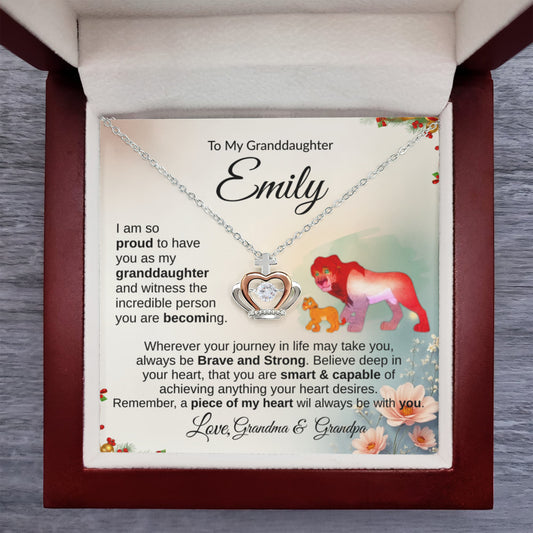 Crown Pendant Necklace Gift, Sterling Silver Rose Gold Jewelry, Granddaughter Gift Necklace