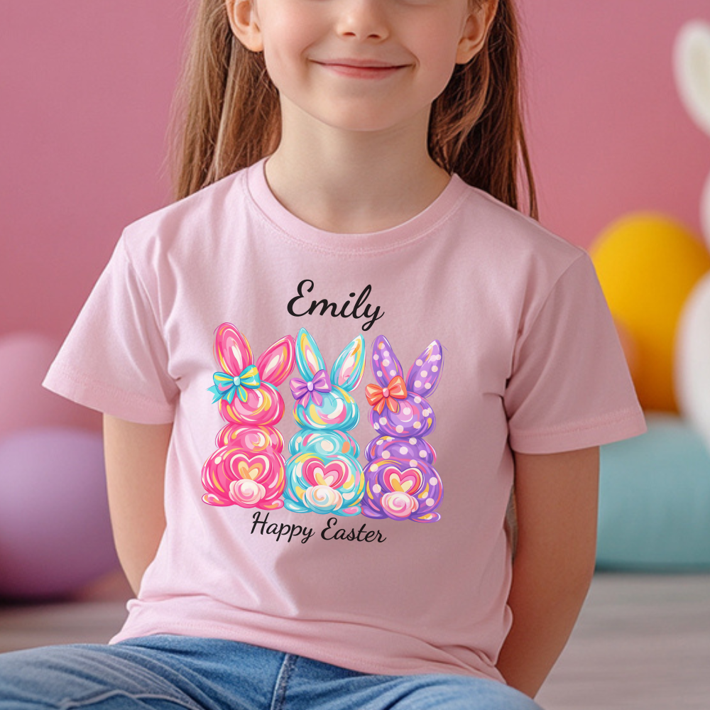 Personalized Easter Toddler Shirt, Custom Name Bunny Tee, Soft Cotton Kids T-Shirt, Easter Gift for Toddlers, Spring Fun Clothing