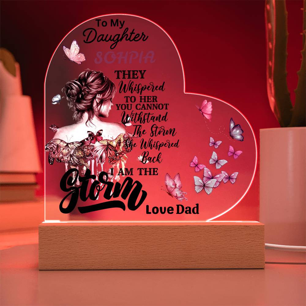 Personalized To My Badass Daughter Acrylic Nite Lite - Empowering Gift for Daughter from Dad or Mom