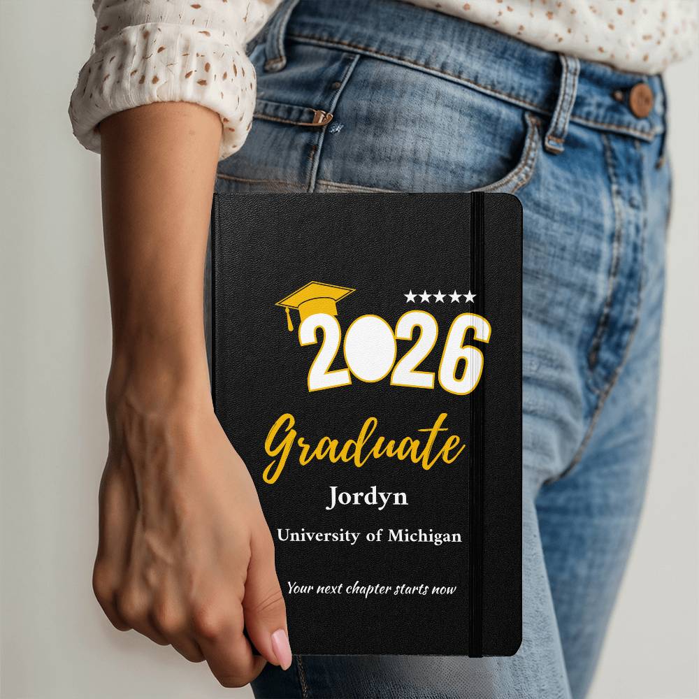 Personalized Graduation Journal – Custom Class of 2026 Notebook – Graduate Gift with Name & School – Senior Keepsake Ambassador Bound Journal