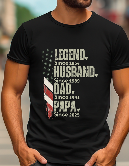 Papa Dad T-Shirt, The Man The Legend Tee, Gift for Papa, Personalized Father's Day Shirt, Birthday Gift for Dad, Men's Cotton Tee