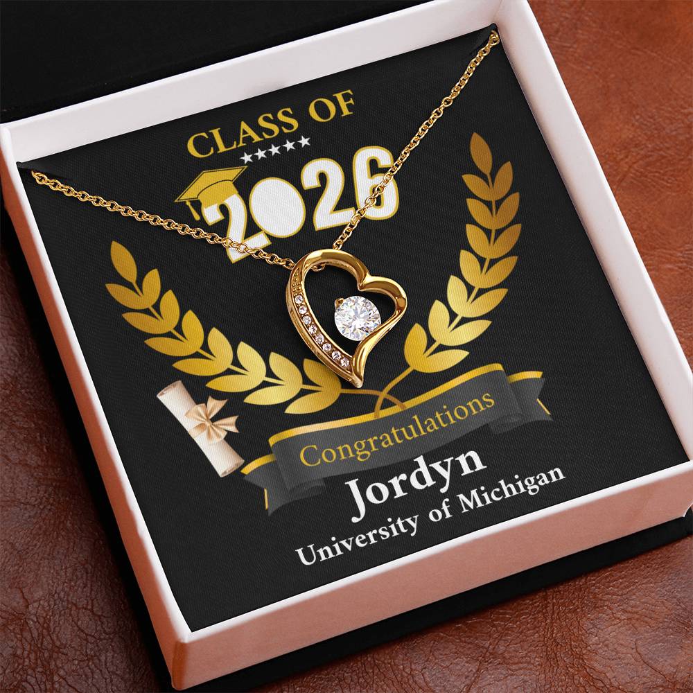 Personalized Graduation Necklace Gift for Her, Class of 2026 Senior Gift, Congrats Graduate Keepsake Necklace