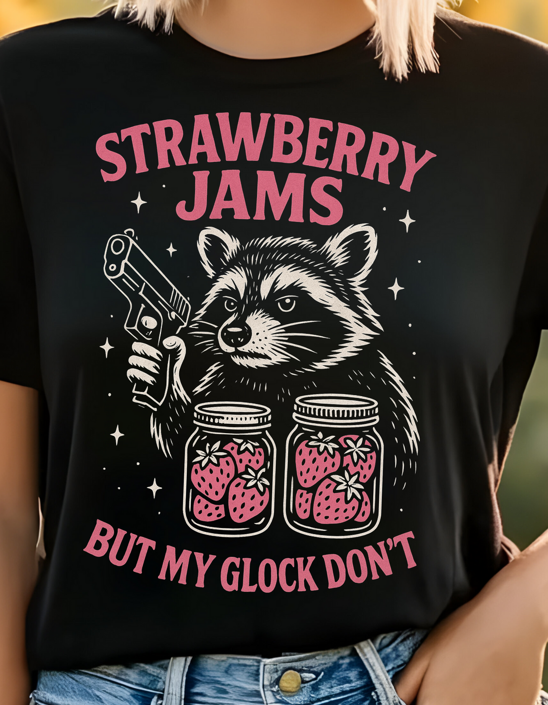 Retro-style graphic tee features a fearless racoon, Funny Animal Pun T-Shirt!