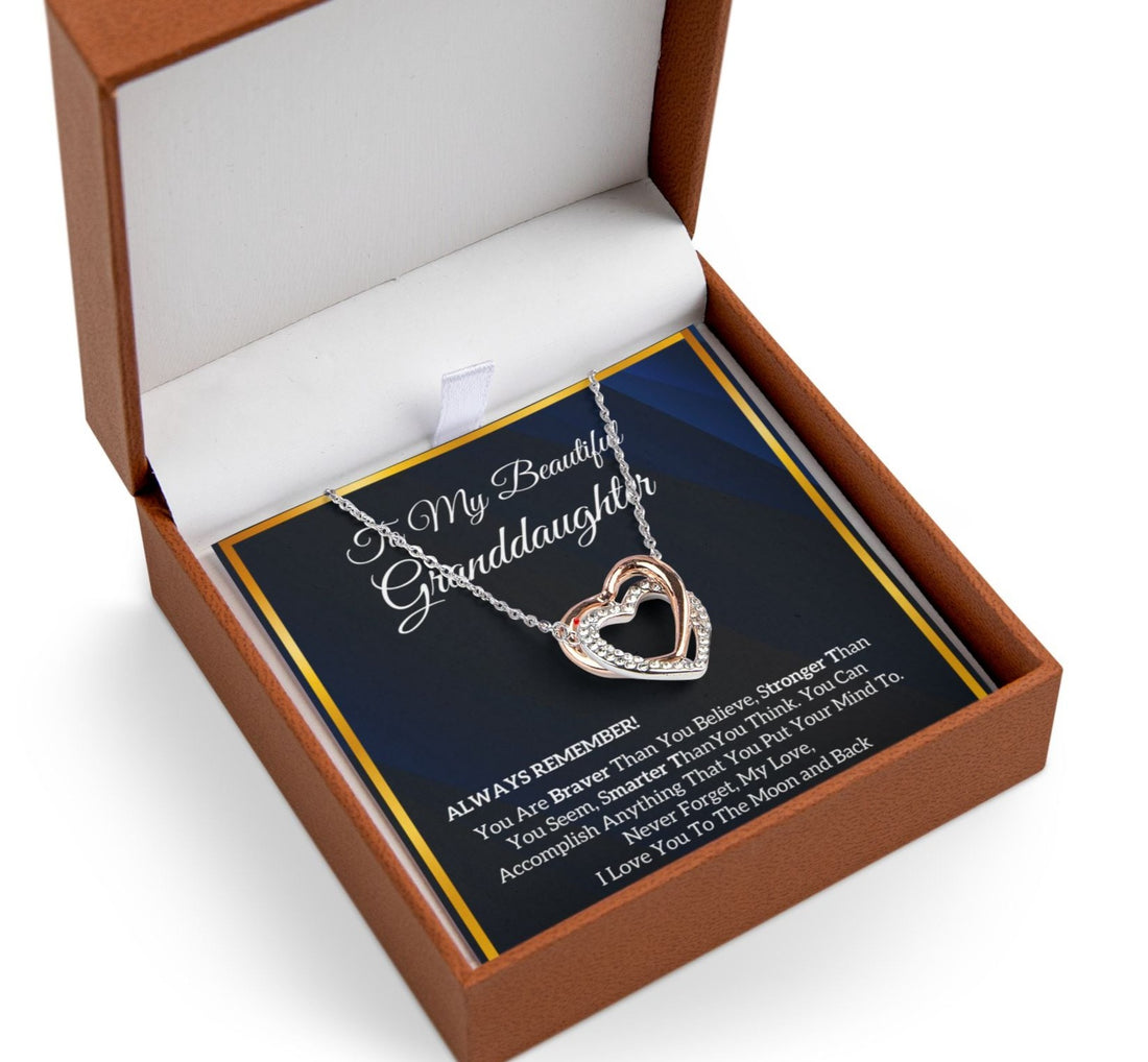 To My Granddaughter "You Are Stronger Than You Think"Twin Hearts Necklace