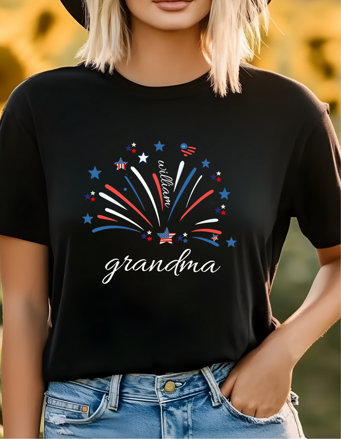 4th of July Grandma, Mom, Grandpa T Shirt, Custom Patriotic Grandma Shirt with Kids names