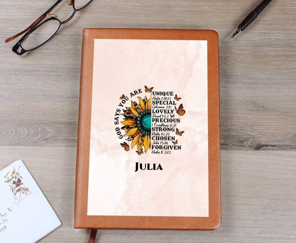 Personalized Leather Journal, Coworker Gift, Mentor Gift, Christmas Gift Graphic Journal