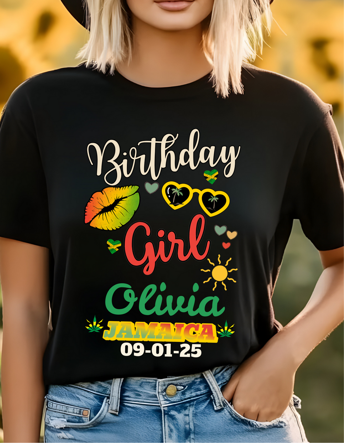 Custom Birthday Girl Jamaica T-Shirt