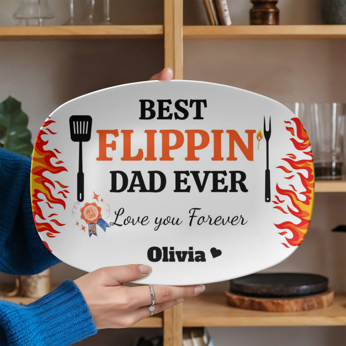 BBQ Grilling Personalized Plate, Daddy's Grilling Plate for Father's Day, Custom Gift for Him 10”x14” Platter