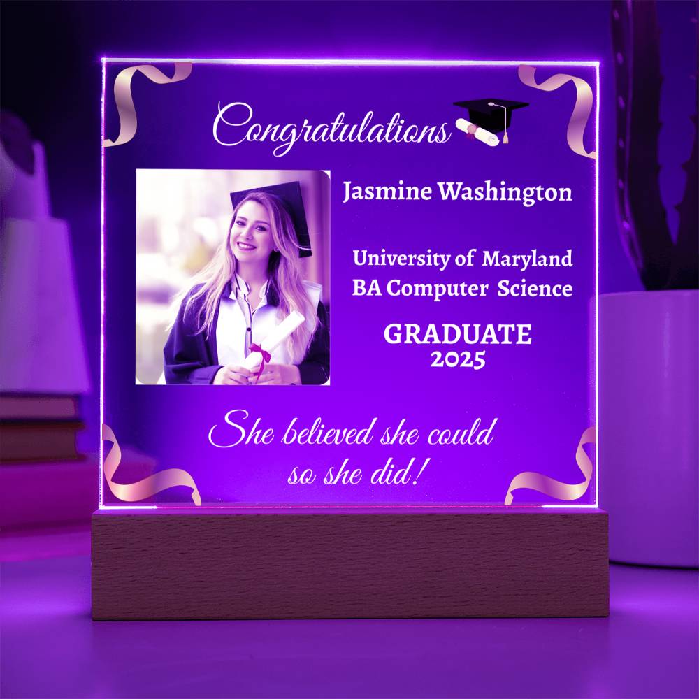 Personalized Graduation Photo Acrylic Square Nite Light! Class of 2025!