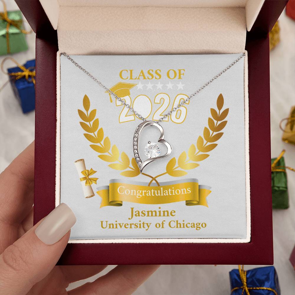 Personalized Graduation Necklace Gift for Her, Class of 2026 Senior Gift, Congrats Graduate Keepsake Necklace