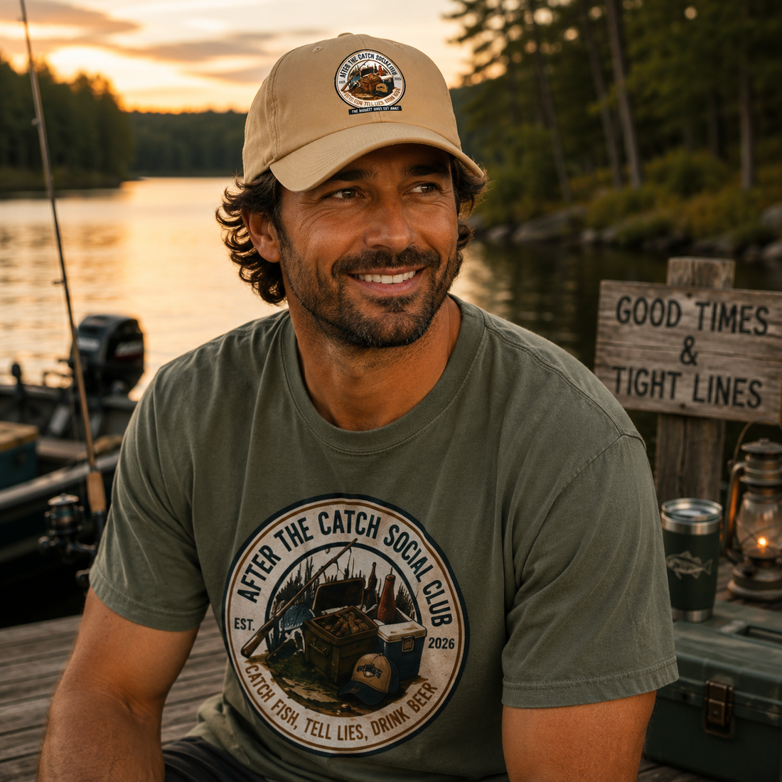 After the Catch Social Club Shirt | Comfort Colors Fishing Tee & Matching Hat | Fisherman Gift | Fishing Club Apparel | Lake Weekend Shirt