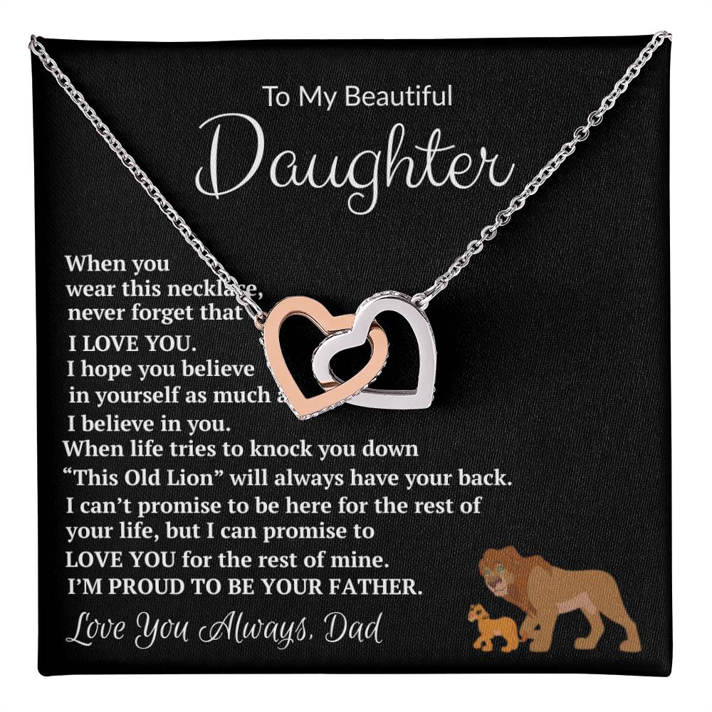 Interlocking Hearts Necklace Gift for Daughter, Heart Pendant Necklace