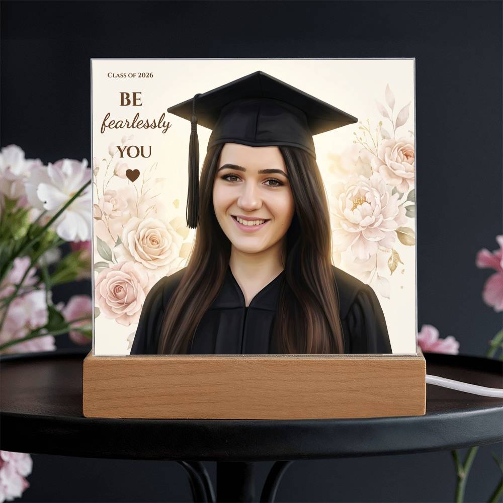 Custom Graduation Photo Plaque, Personalized Grad Gift 2026, LED Acrylic Plaque, Daughter Graduation Gift, Floral or Gold Style Keepsake