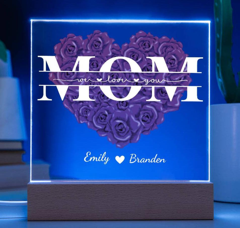 Personalize Mom "We Love You" Acrylic Square Plaque!