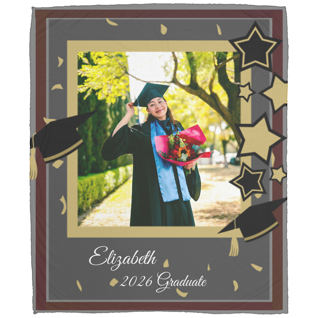 Personalized Graduation Blanket with Photo – Custom Name & Year Keepsake Gift for Graduate (Class of 2026)