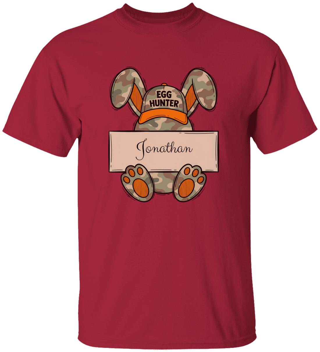 Personalized Easter Kids T-Shirt, Egg Hunter Bunny Shirt, Custom Name Toddler Tee, Easter Gift, Camouflage Bunny Ears