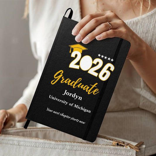 Personalized Graduation Journal – Custom Class of 2026 Notebook – Graduate Gift with Name & School – Senior Keepsake Ambassador Bound Journal