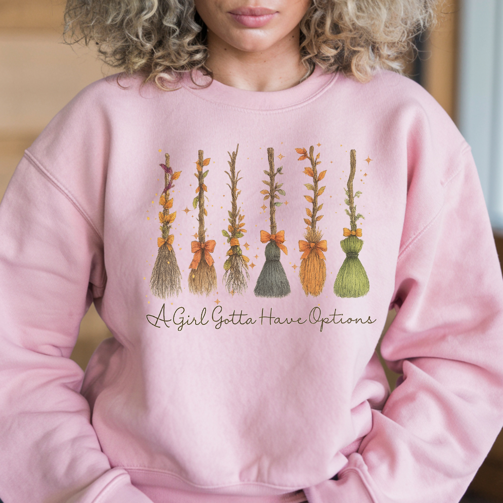 A Girl Gotta Have Options Retro Halloween Crewneck Pullover Sweatshirt
