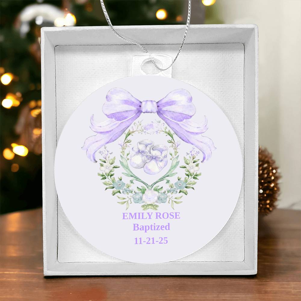 Personalized Acrylic Ornament, Custom Christmas Keepsake, Baptism Gift, Special Occasion Present, Gift for Family