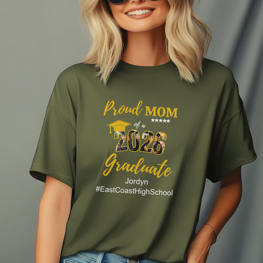 Proud Mom Graduation Tee, Class of 2026 Shirt, Personalized Graduation Gift, Custom Grad Shirt, Graduation Keepsake, Mom Gift Idea