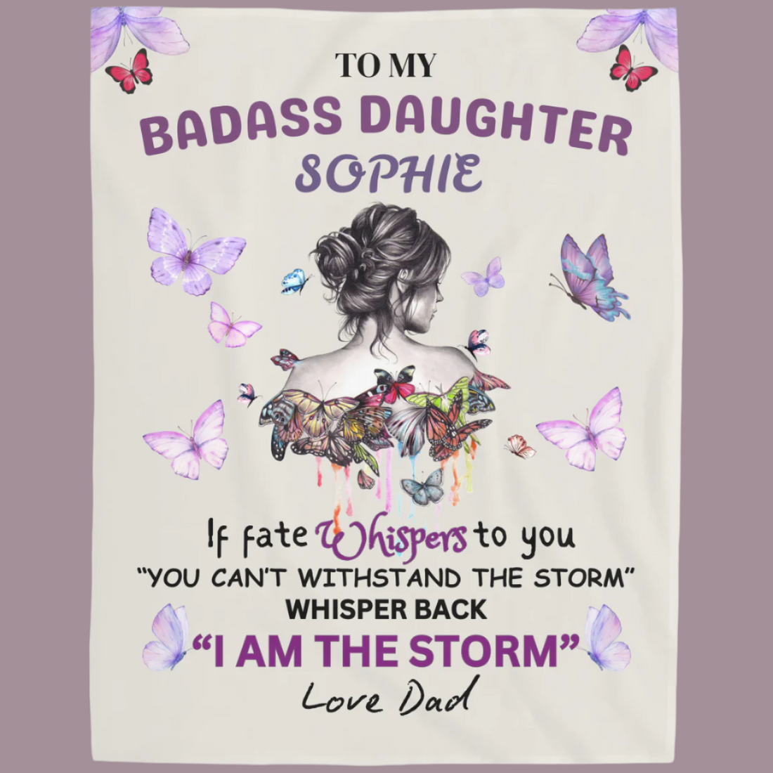 Personalized To My Daughter " I AM THE STORM" Plush Fleece/Sherpa Blanket