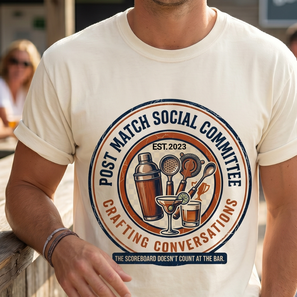 Post Match Social Committee – Comfort Colors Graphic Tee & Matching Dad Cap with Est. Group Year Personalization