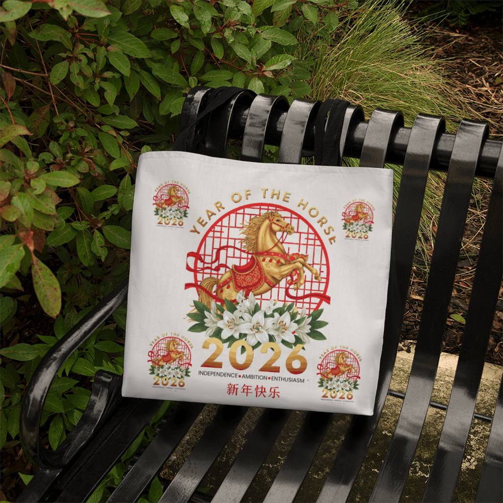Year of the Horse Tote Bag, 2026 Zodiac Lunar New Year Keepsake!