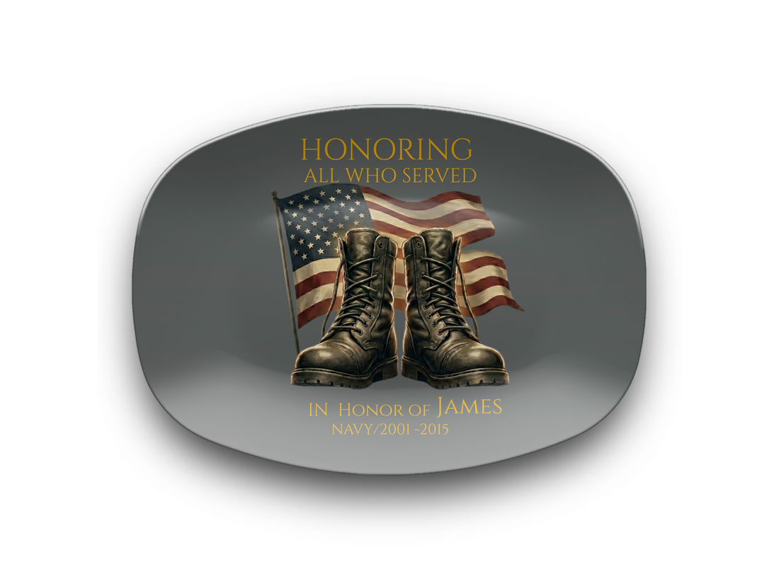 Personalized Veteran Platter – Custom Military Tribute Gift for Father’s Day – Honoring All Who Served – Gift for Dad, Veteran, Husband