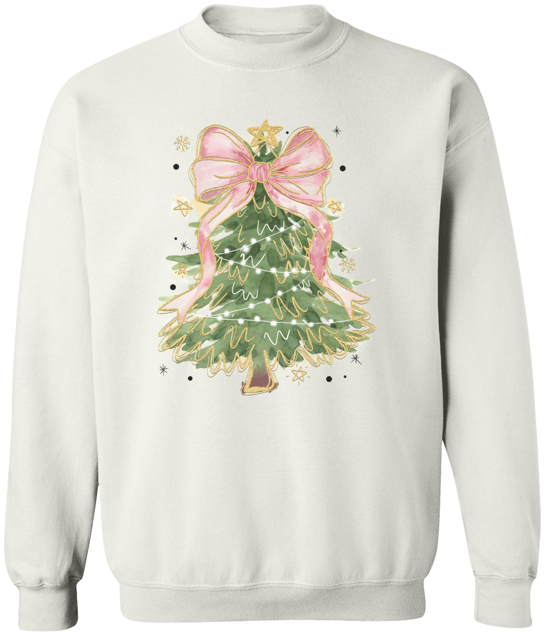 Christmas Tree Bow Shirt, Christmas Coquette Pullover Sweatshirt