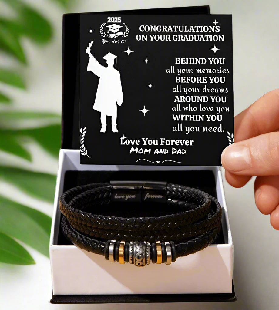 Personalized To My Son "Congrats on Your Graduation Day" Men's Love You Forever Bracelet
