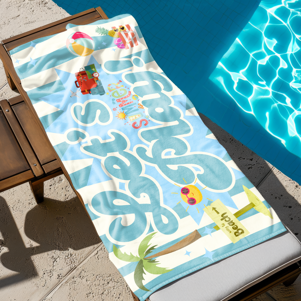 Retro Let's Play Summer Fun Beach Towel