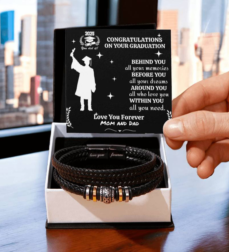 Personalized To My Son "Congrats on Your Graduation Day" Men's Love You Forever Bracelet