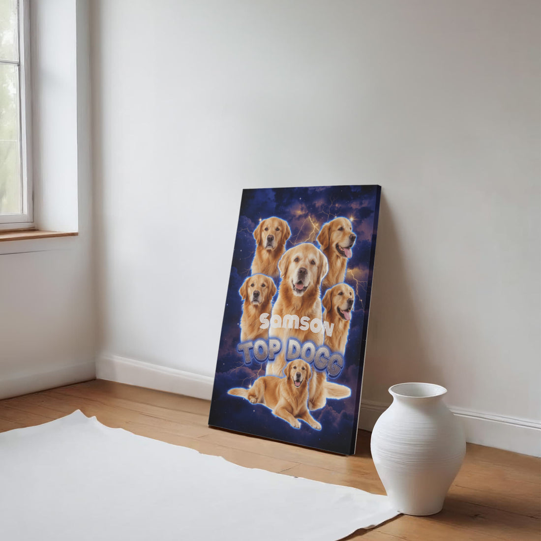Custom Pet Portrait Canvas – Personalized Dog & Cat Wall Art | Bootleg Style Pet Collage | Unique Gift for Pet Lovers